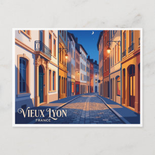 Vieux Lyon bei Nacht Frankreich Postkarte