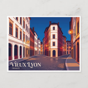 Vieux Lyon bei Nacht Frankreich Postkarte