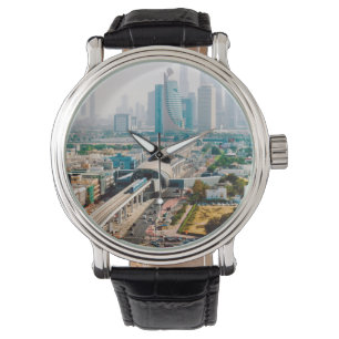 View of city metro line and skyscrapers armbanduhr