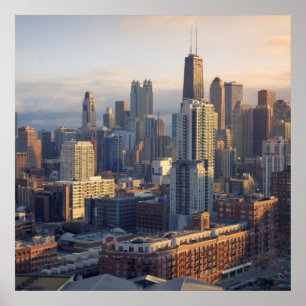 View of cityscape with fantastic light poster