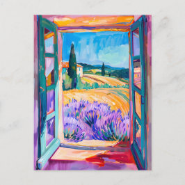 View of Lavender Fields in Summer. Painting Postkarte