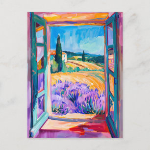 View of Lavender Fields in Summer. Painting Postkarte