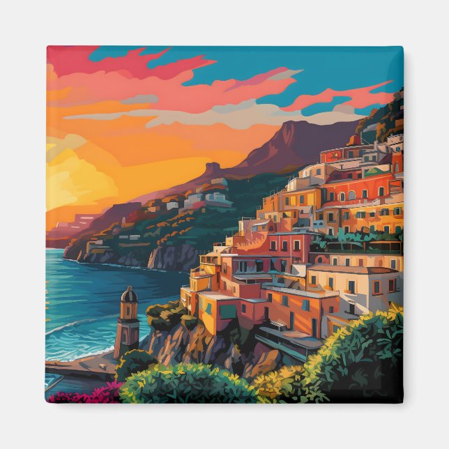 View of the Amalfi coast Italy Magneet Magnet (Vorne)