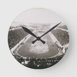 View of the first official Olympic Games in Athens Runde Wanduhr