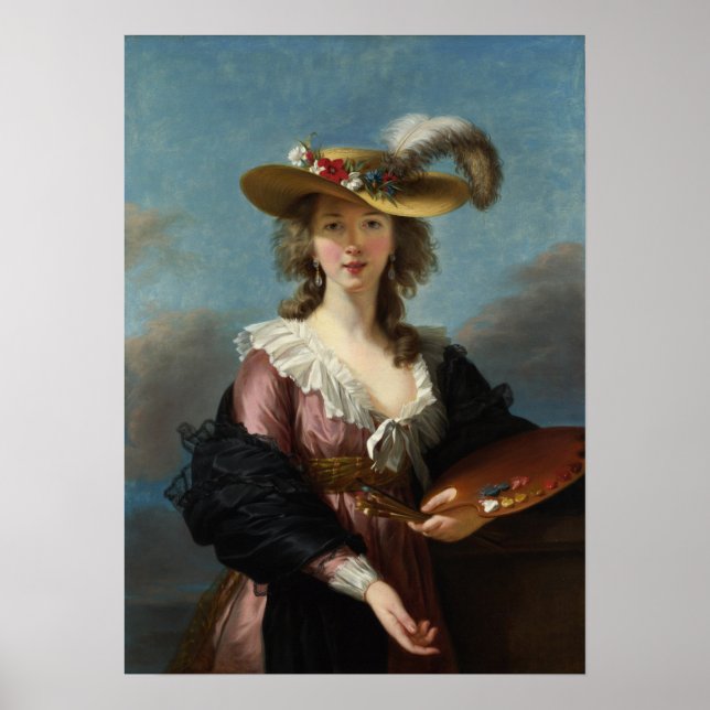 Vigée Le Brun - Selbstportrait in einem Strohhut Poster (Vorne)