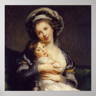 Vigée Le Brun - Selbstporträt mit Turban und Kind Poster