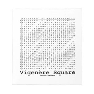 Vigenère Square (Kryptographie Tabula Rasa) Notizblock