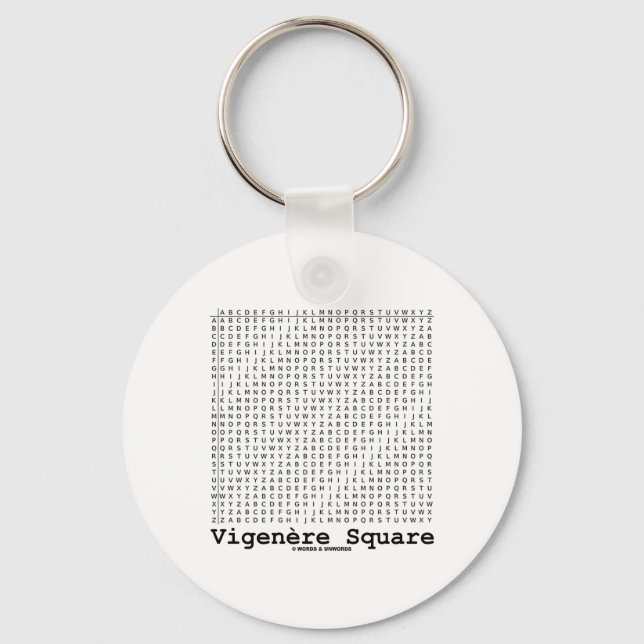 Vigenère Square (Kryptographie Tabula Rasa) Schlüsselanhänger (Vorderseite)