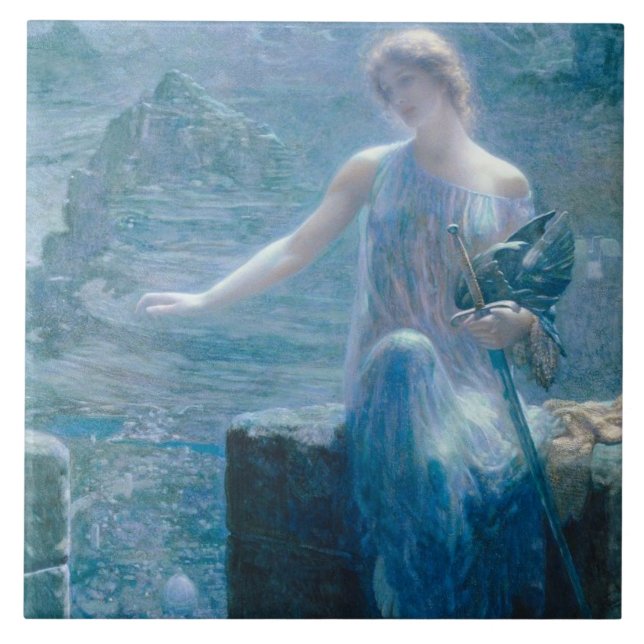 Vigil der Valkyrie (Elegante Dame in Burg) Fliese (Vorderseite)