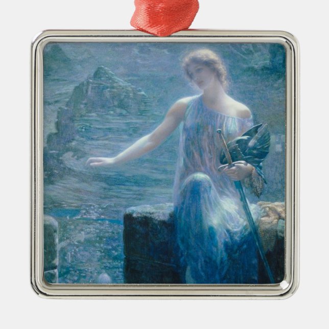 Vigil der Valkyrie (Elegante Dame in Burg) Ornament Aus Metall (Vorne)