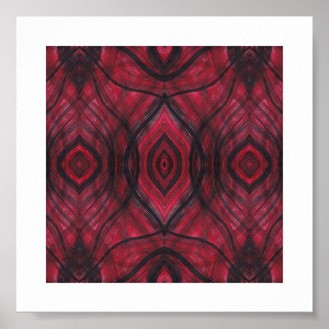 Vigilanz Rote Abstrakte Aquarellkunst Poster (Vorne)