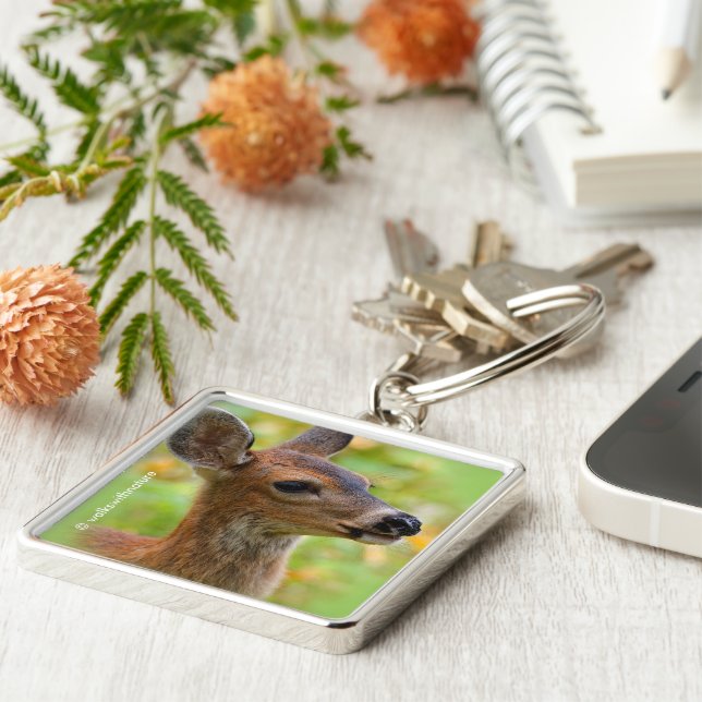 Vignetted Portrait von Lächelndem Schwarzschwanz-H Schlüsselanhänger (Seite)