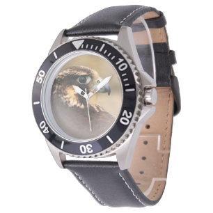 Vignettiertes Profil eines Peregrine Falken Armbanduhr