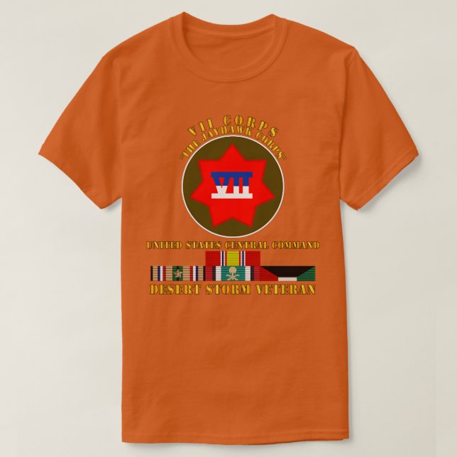 VII Corps US Central Command Wüste Storm Veteran T-Shirt (Design vorne)