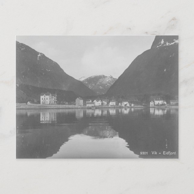Vik Eidfjord Vintage Postkarte (Vorderseite)