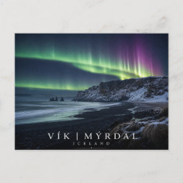 Vík í Mýrdal Meeresstapel Island Aurora Postkarte