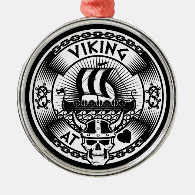 Viking am Herzen Ornament Aus Metall (Vorne)