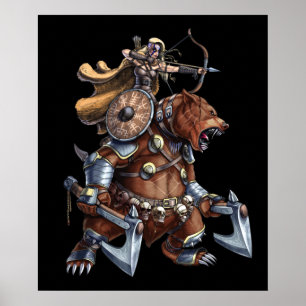 Viking Archer Riding War Bear Poster