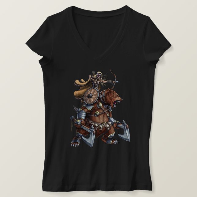 Viking Archer Riding War Bear T-Shirt (Design vorne)