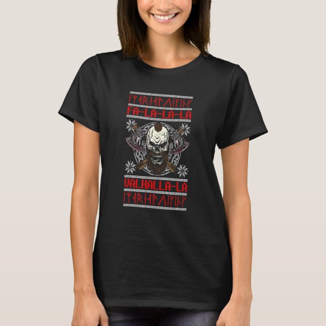 Viking Ax Fa La Valhalla La Ugly Christmas Swe T-Shirt (Vorderseite)