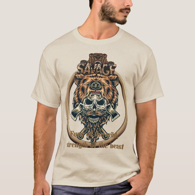 Viking Beast Skull Warrior T - Shirt (Vorderseite)