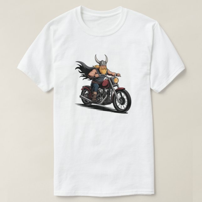 Viking Biker Motorcycle Rider Cool Graphic T-Shirt (Design vorne)