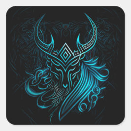 Viking, blaues Symbol, digitale Grafik Quadratischer Aufkleber