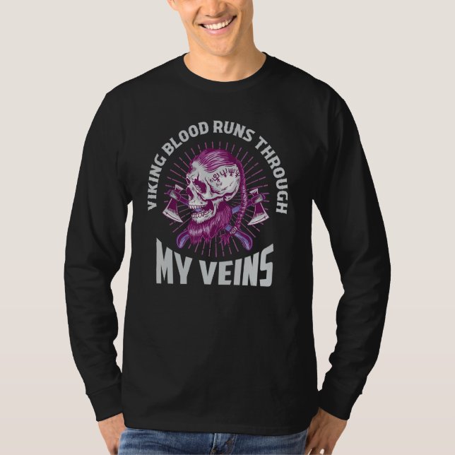 Viking Blood Runs Through My Veins Norse Odin T-Shirt (Vorderseite)