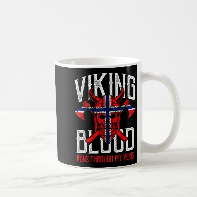 Viking Blood Skull Norwegian Flag Pride Norway  Kaffeetasse (Rechts)
