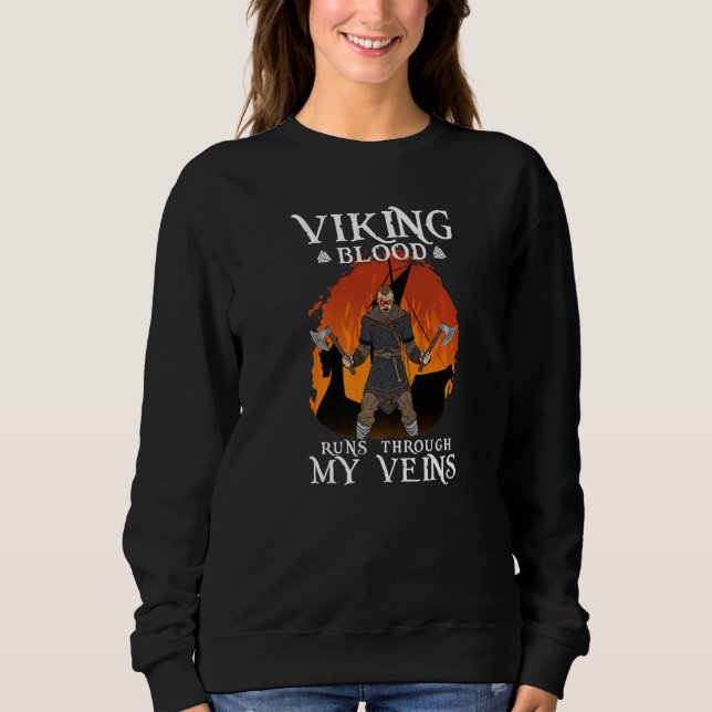 Viking Blut fließt durch meine Venen in Valhalla V Sweatshirt (Vorderseite)