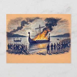 Viking Burial in Pastel Chalk Zeichnend Postkarte