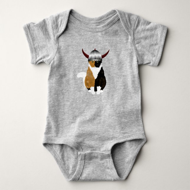Viking Cat Baby Bodysuit Strampler (Vorderseite)