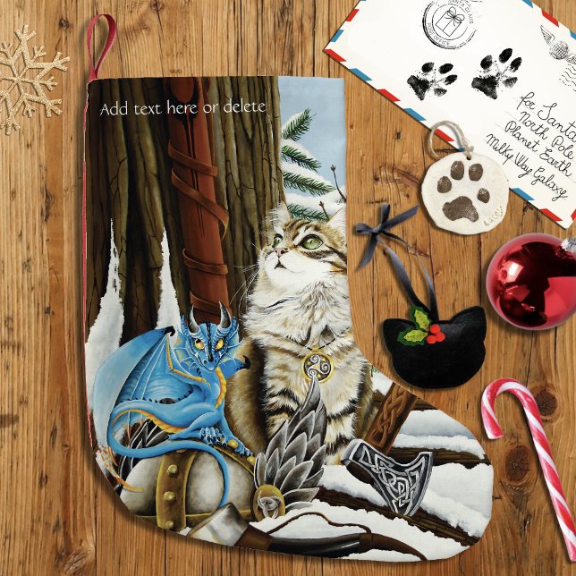 Viking Cat Blue Dragon Kleiner Weihnachtsstrumpf (Von Creator hochgeladen)