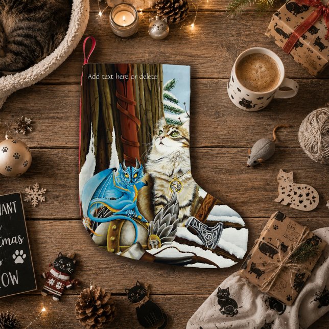Viking Cat Blue Dragon Kleiner Weihnachtsstrumpf (Von Creator hochgeladen)
