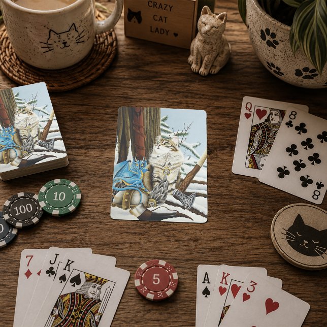 Viking Cat Blue Dragon Spielkarten (Von Creator hochgeladen)