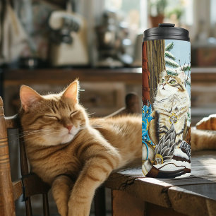 Viking Cat Blue Dragon Thermosbecher