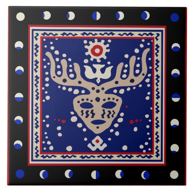 Viking Celestial Shaman Ceramic Tile Fliese (Vorderseite)
