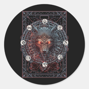 Viking Celtic Fenrir Wolf Brand Norse Mythology Wo Runder Aufkleber
