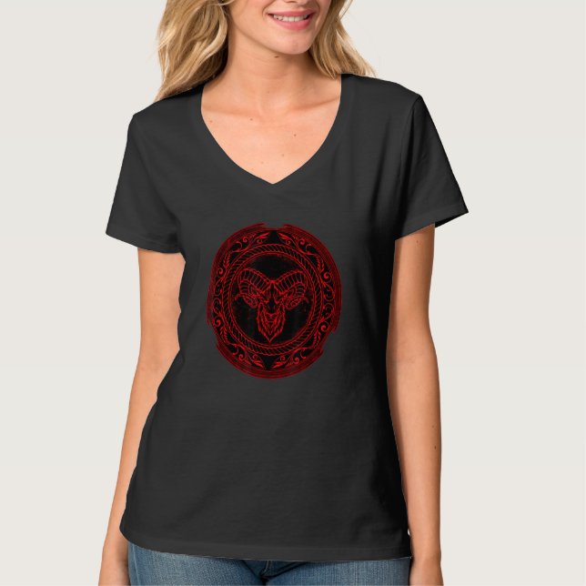 Viking Celtic Ram Aries Zodiac T-Shirt (Vorderseite)