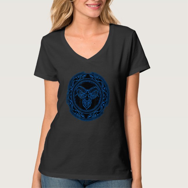 Viking Celtic Ram Aries Zodiac T-Shirt (Vorderseite)