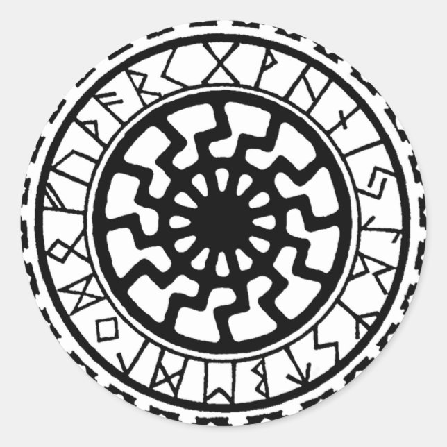 Viking Celtic Sun Rune Calendar Runder Aufkleber (Vorderseite)