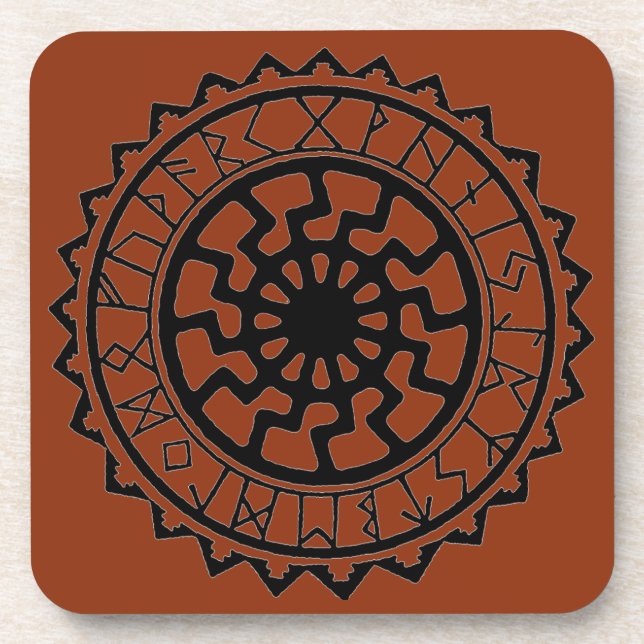 Viking Celtic Sun Rune Calendar Untersetzer (Vorderseite)