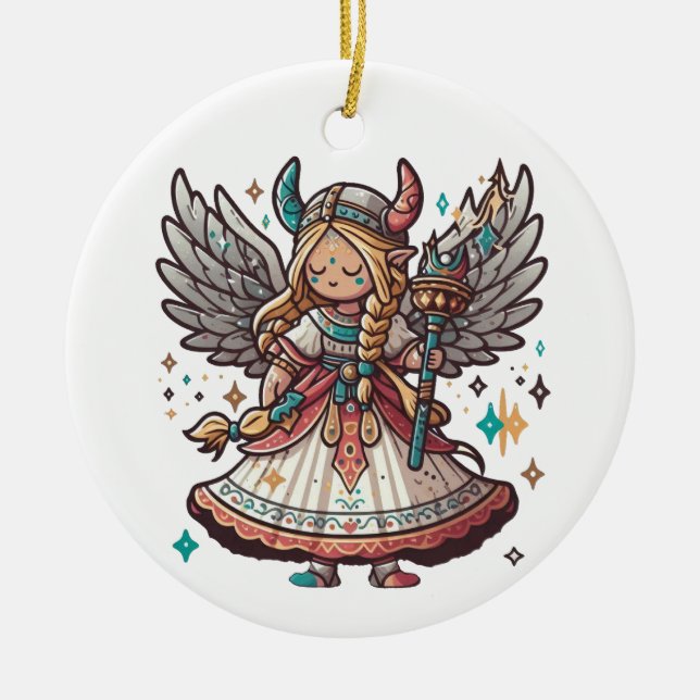 Viking Christmas Angel Keramik Ornament (Vorne)