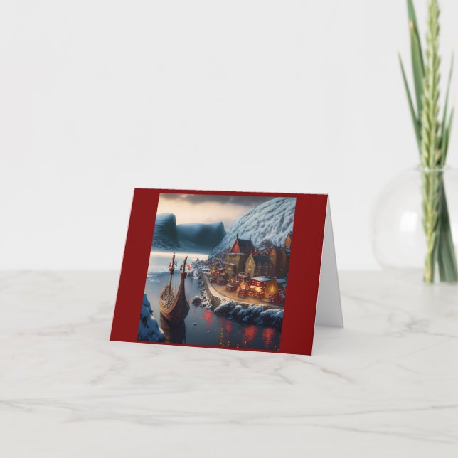 Viking Christmas Village Card Feiertagskarte (Vorderseite)