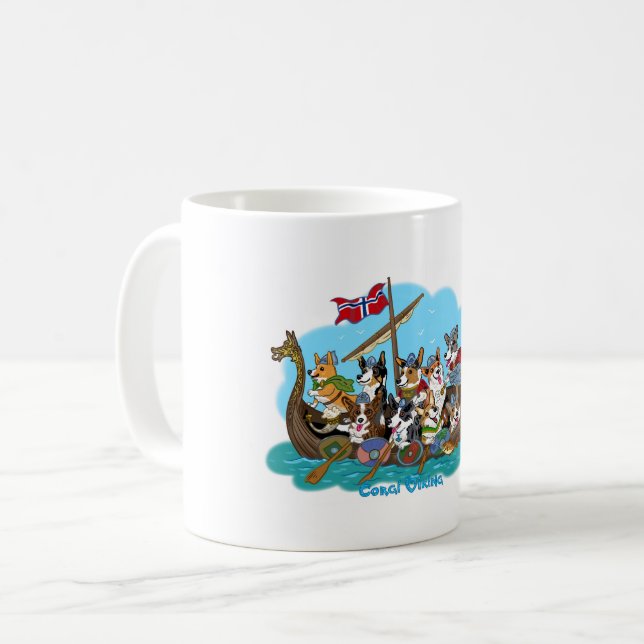 Viking Corgis Kaffeetasse (Vorderseite Links)