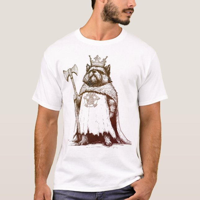 Viking Dog King - Norse Animal Warrior Crown AX T-Shirt (Vorderseite)