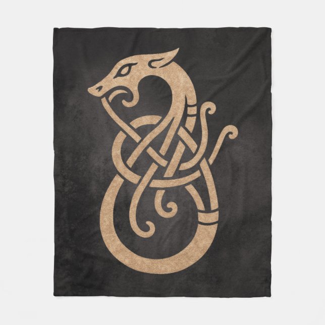 Viking Dragon Knot - Alte Nord-Symbol auf schwarz Fleecedecke (Vorderseite)