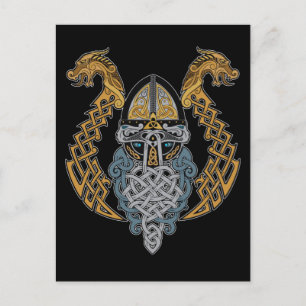 Viking Dragon Valknut Helmet Valhalla God Odin Postkarte