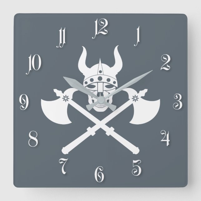 Viking-Emblem Quadratische Wanduhr (Vorderseite)