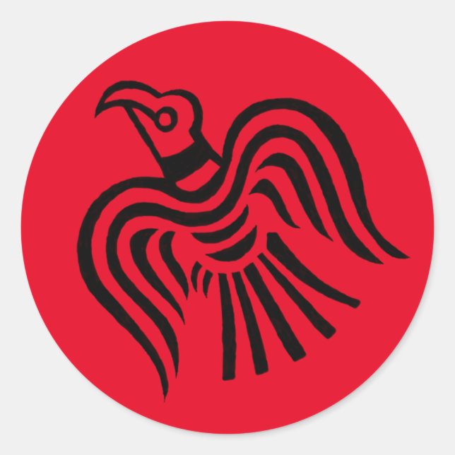Viking-Fahnen-Raben-Symbol Runder Aufkleber (Vorderseite)